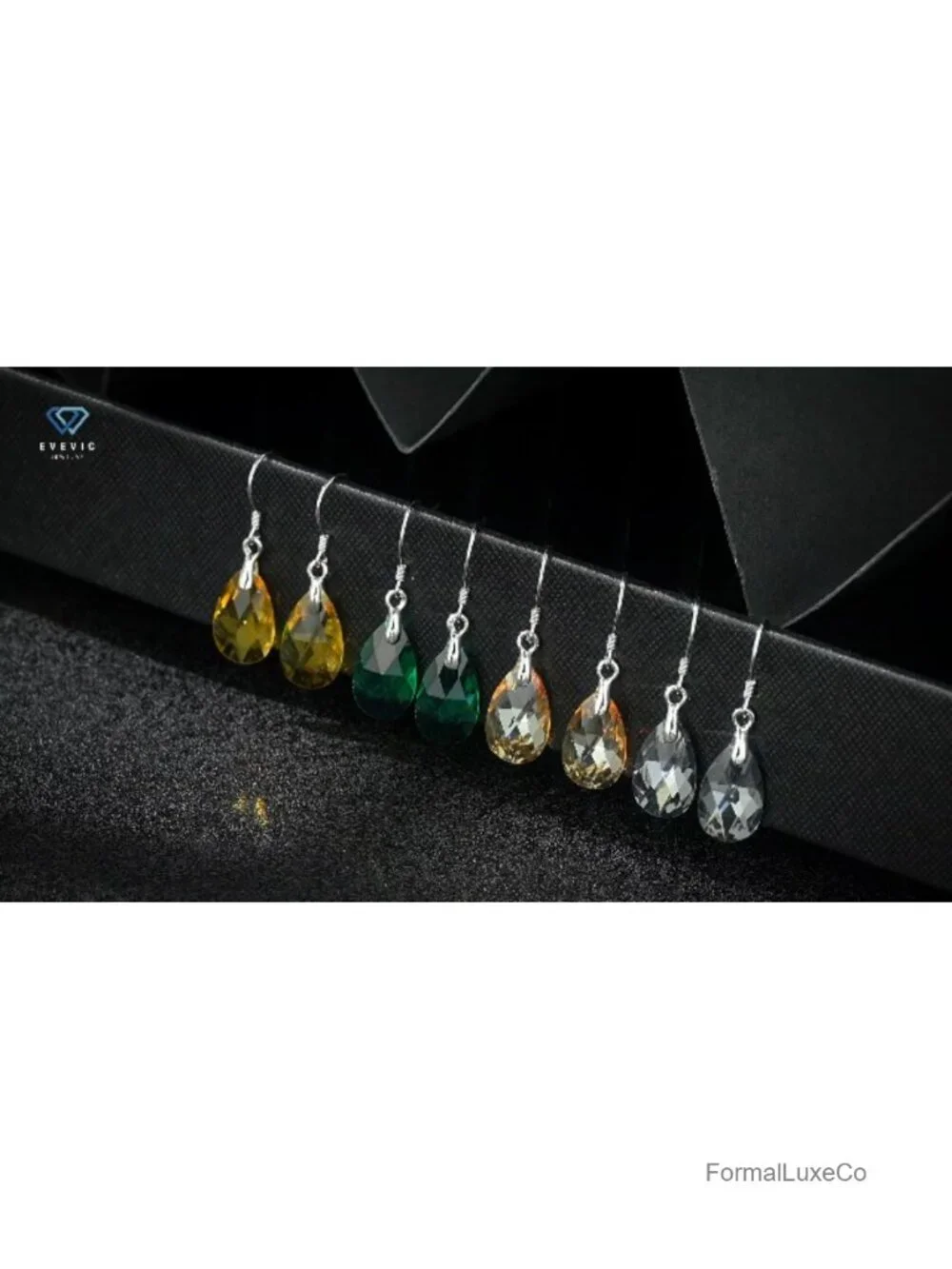 925 Sterling Silver Austrian Crystal Teardrop Dangle Earrings for Women -